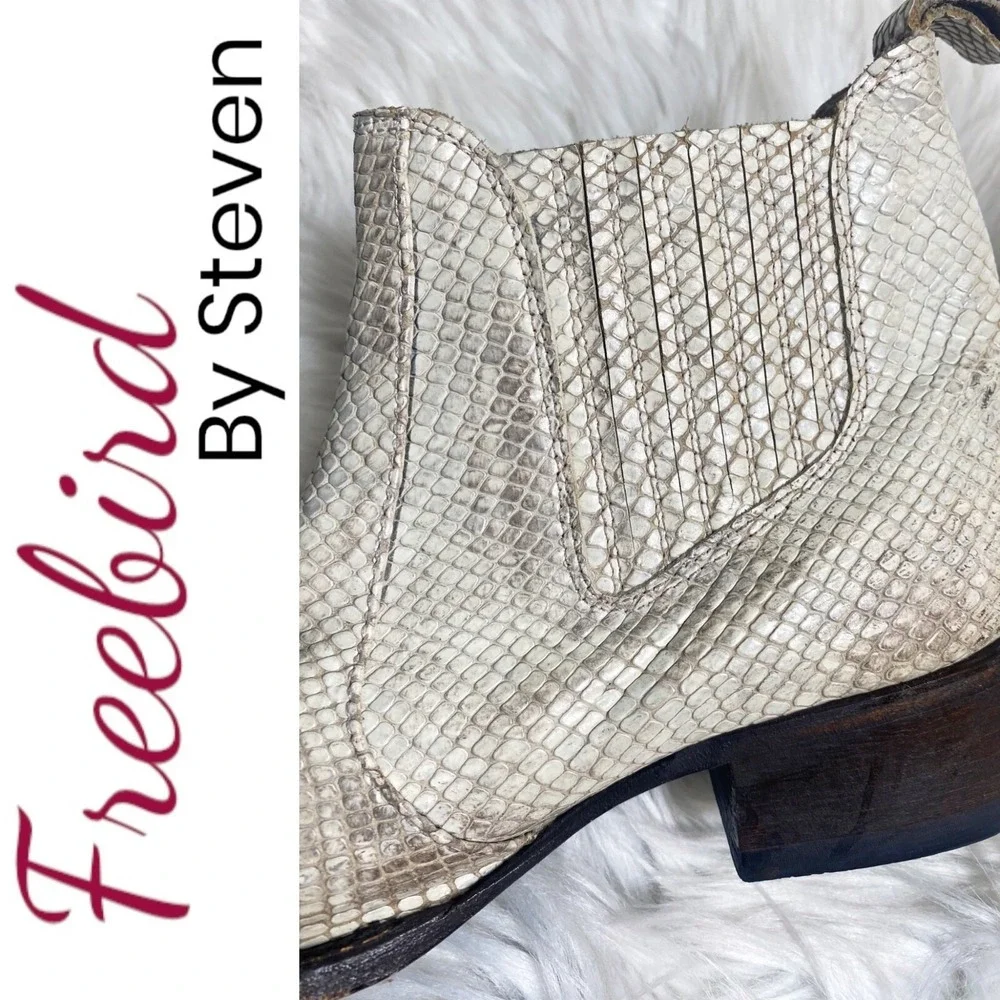Freebird by Steven Lasso Leather‎ Snakeskin Chelsea Western Booties Women's 6